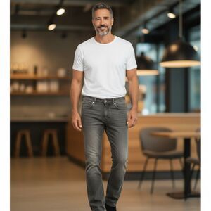 Moto Jeans Men's Slim Fit Grey Cotton Polyester 36x34